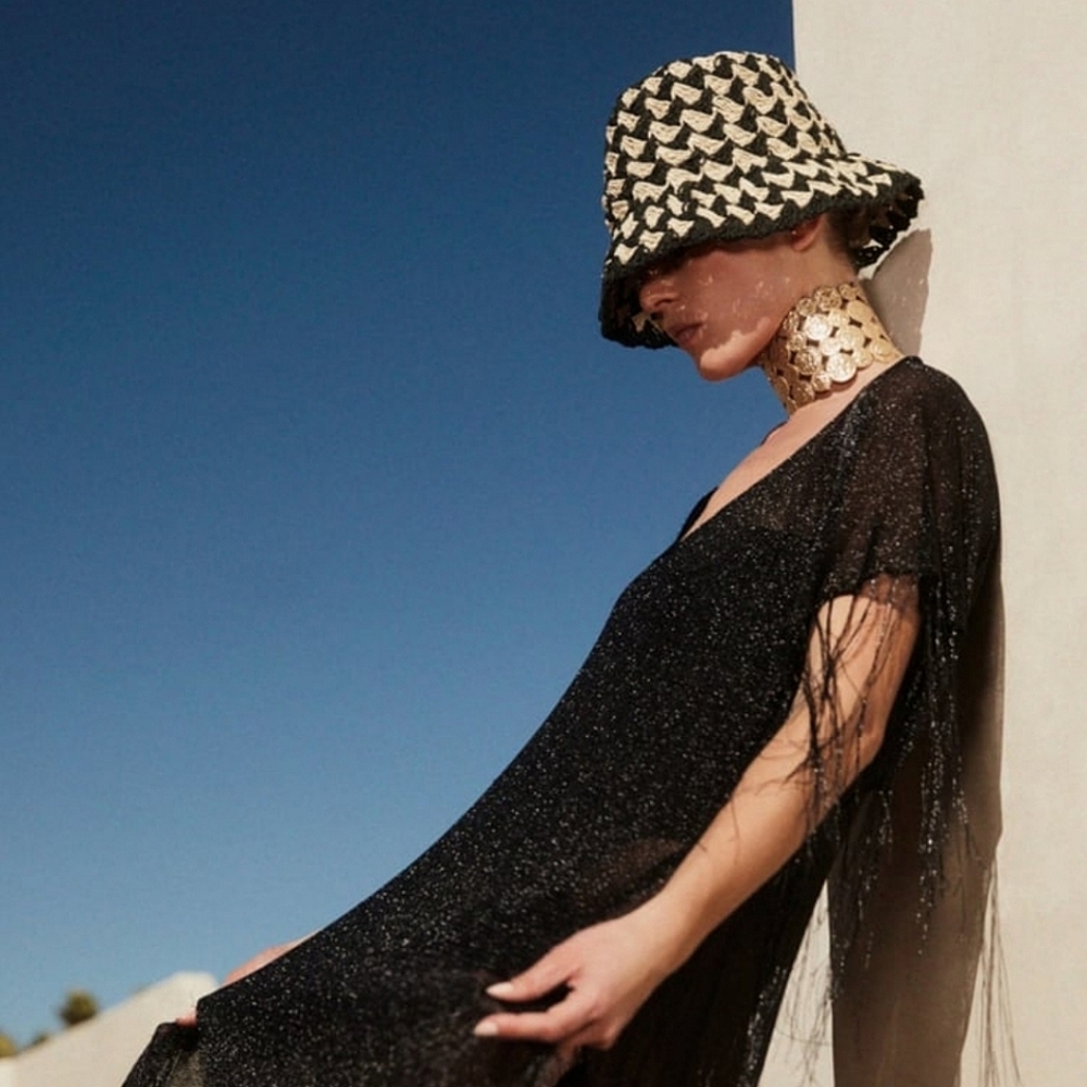NWT Zara Crochet Effect Bucket Hat Medium